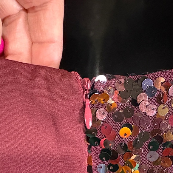 TCEC Elegant Sequin Burgundy Dress Sz Small - Picture 5 of 8